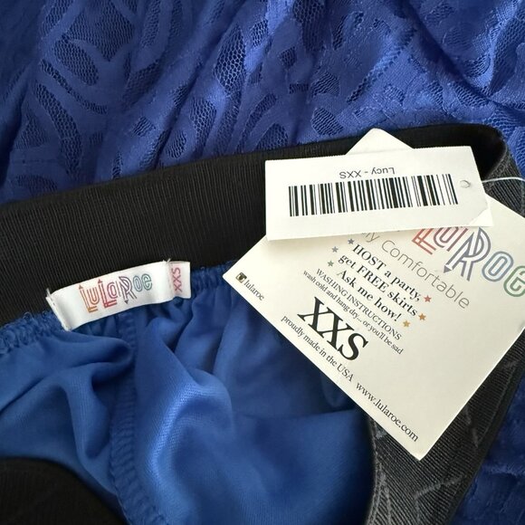 LuLaRoe Lucy Blue Lace Lined A-Line Maxi Skirt XXS Boho Flowy Whimsy - Picture 5 of 5